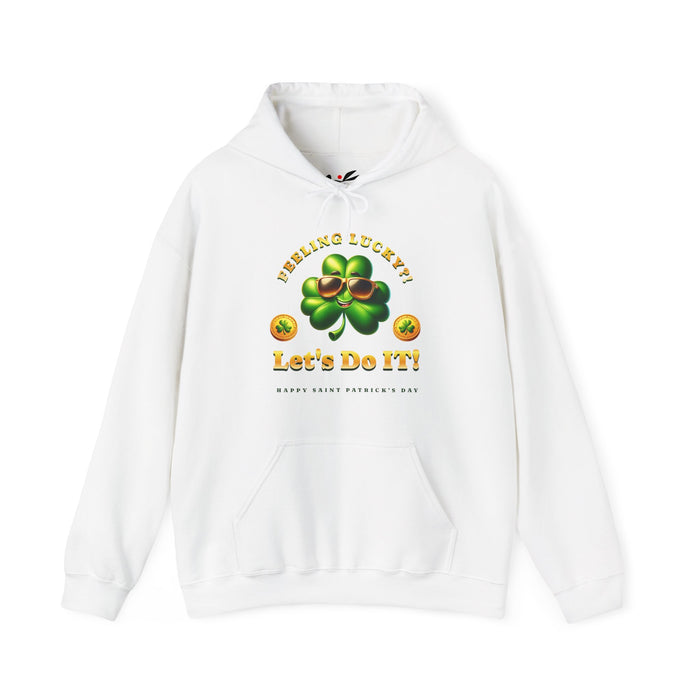 'Feeling Lucky?! Let's Do It! Happy Saint Patrick's Day' Unisex Heavy Blend™ Hooded Sweatshirt.