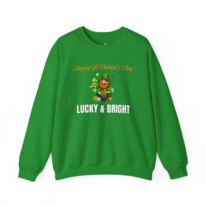 'Happy St. Patrick's Day! Lucky & Bright' Unisex Heavy Blend™ Crewneck Sweatshirt.