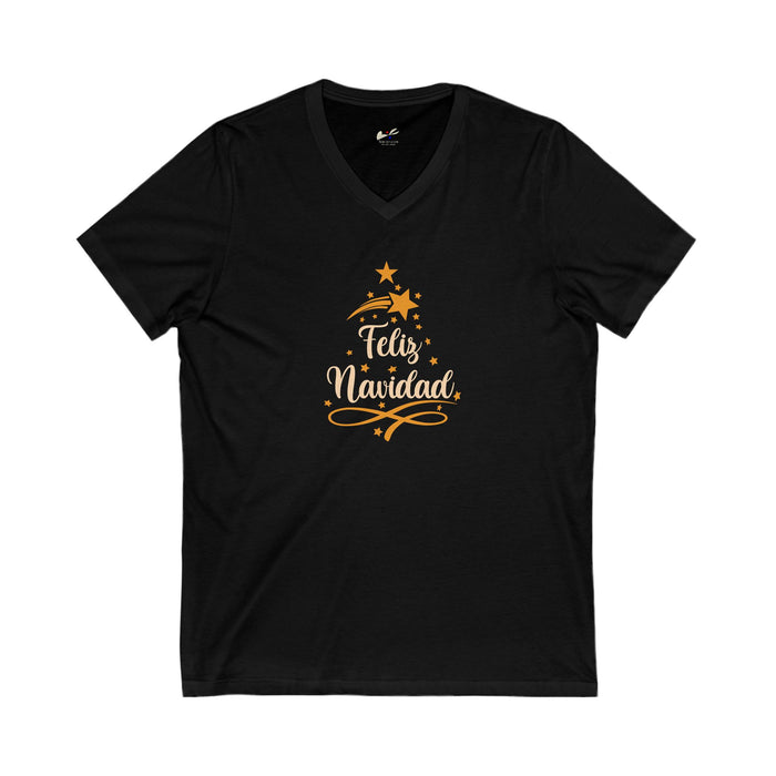 'Feliz Navidad' Unisex Jersey Short Sleeve V-Neck Tee.