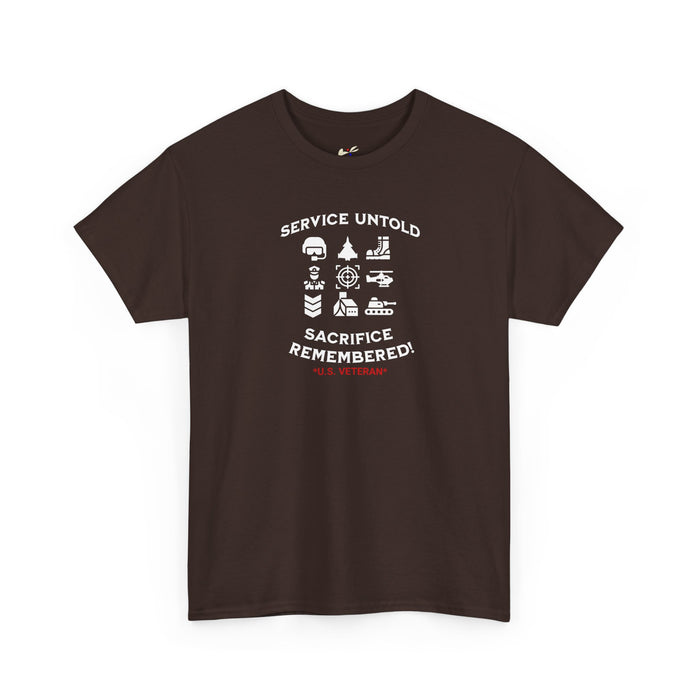 'Service Untold, Sacrifice Remembered! -U.S. Veteran-' Unisex Cotton Tee.