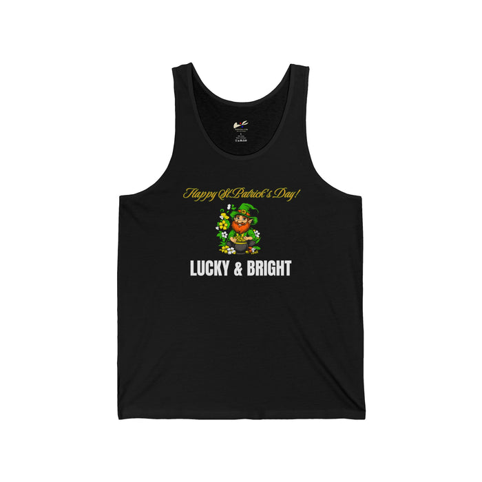'Happy St. Patrick's Day! Lucky & Bright' Unisex Jersey Tank.