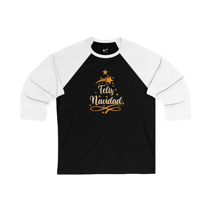 'Feliz Navidad' Unisex 3\4 Sleeve Baseball Tee.