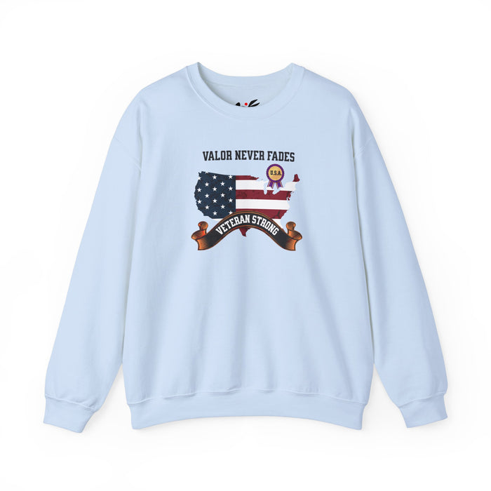 'Valor Never Fades, Veteran Strong' Unisex Heavy Blend™ Crewneck Sweatshirt.