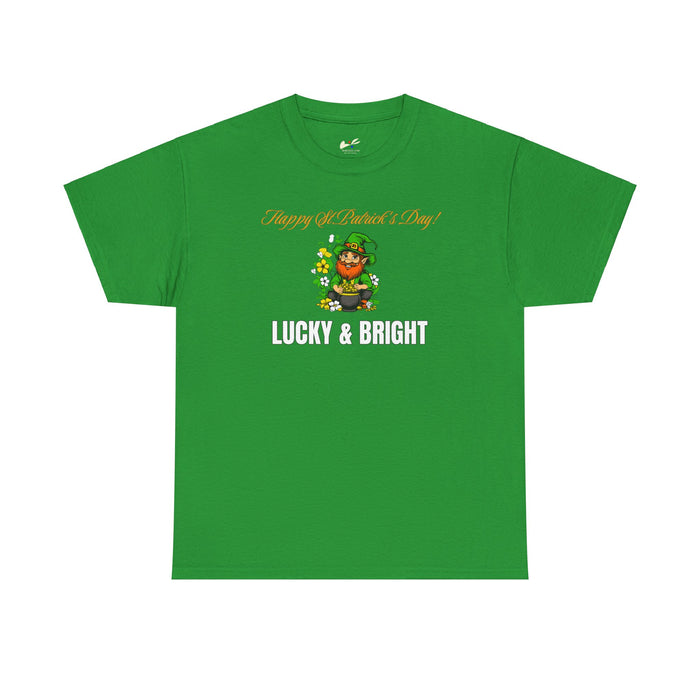 'Happy St. Patrick's Day! Lucky & Bright' Unisex Heavy Cotton Tee.