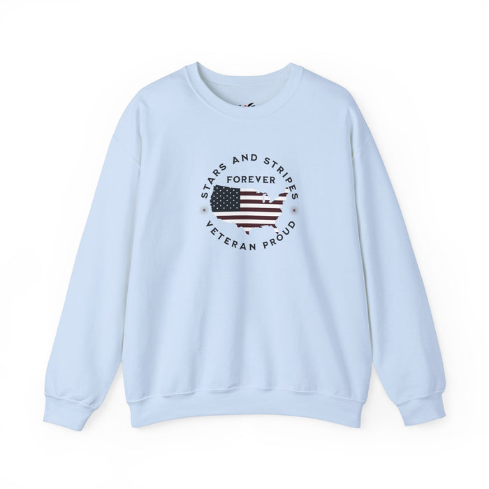 'Stars and Stripes Forever -Veteran Proud-' Unisex Heavy Blend™ Crewneck Sweatshirt.