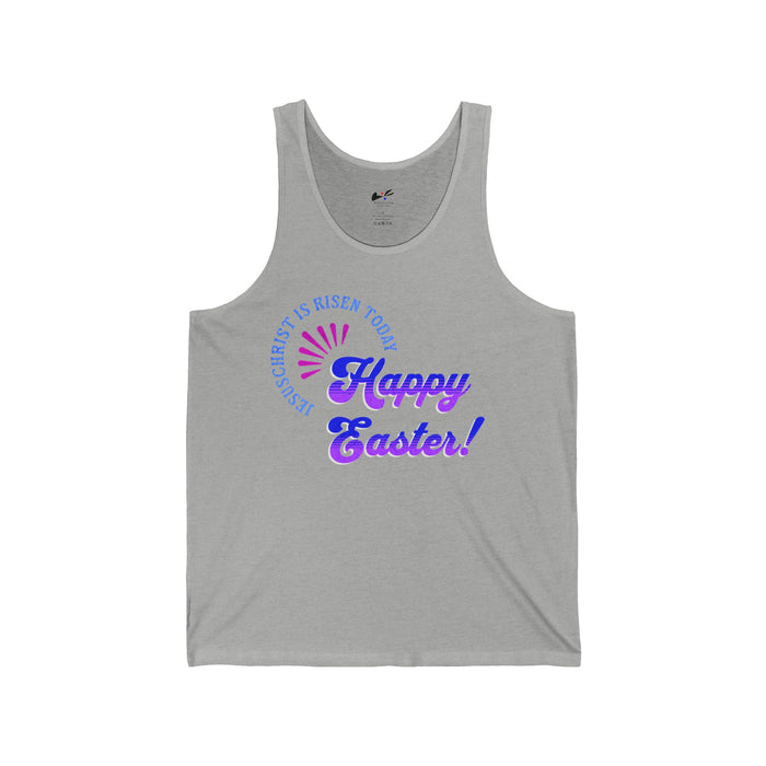 'JesusChrist is risen today...Happy Easter!' Unisex Jersey Tank.