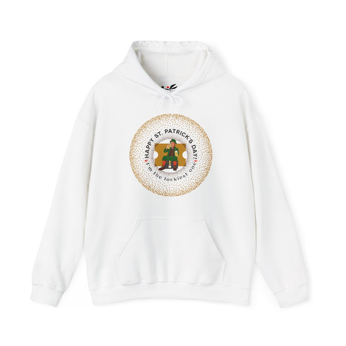 'Happy St. Patrick's Day! I am the luckiest one!' Unisex Heavy Blend™ Hooded Sweatshirt.