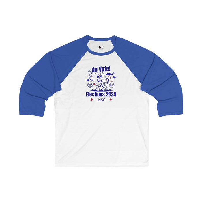 'Go Vote! Elections 2024 *USA*' Unisex 3\4 Sleeve Baseball Tee.
