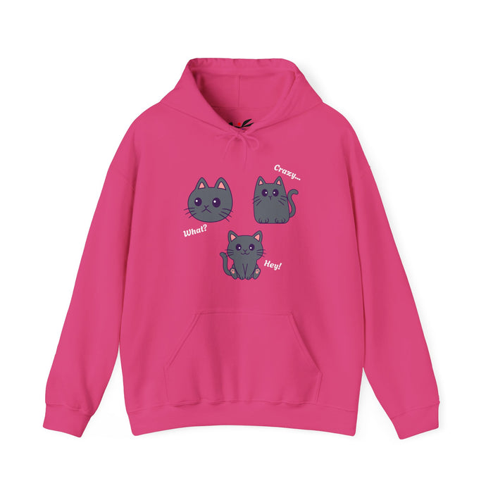 'Cat Hoodie, What?, Crazy..., Hey!'Unisex Heavy Blend™ Hooded Sweatshirt.