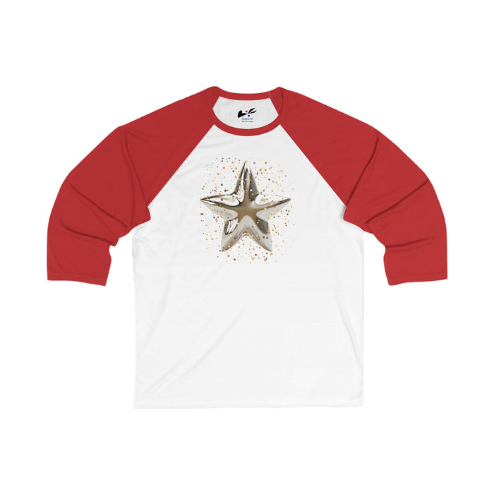 'Christmas Star Image' Unisex 3\4 Sleeve Baseball Tee.