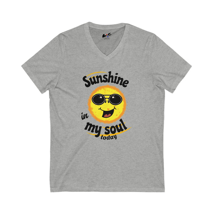 'Sunshine in my Soul Today' Unisex Jersey Short Sleeve V-Neck Tee.