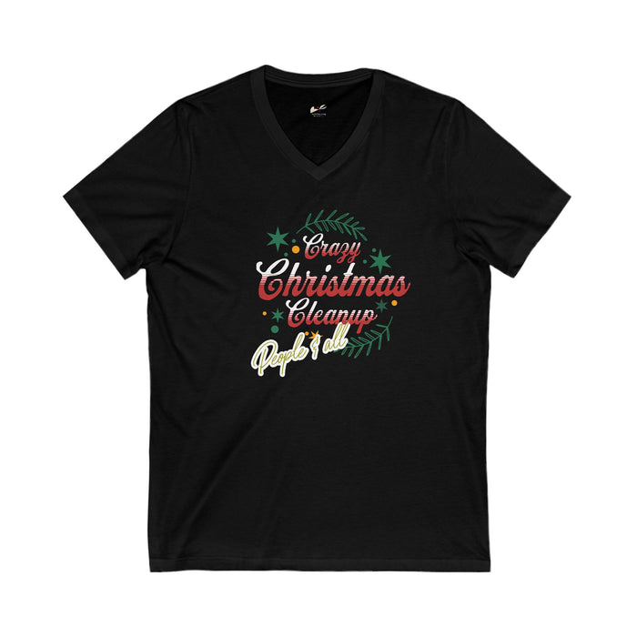 'Crazy Christmas Cleanup-People & All' Unisex Jersey Short Sleeve V-Neck Tee.