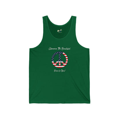 'America The Beautiful...Peace To You!' Unisex Jersey Tank.