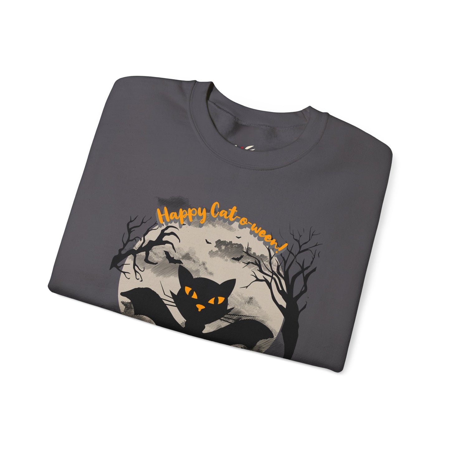 'Happy Cat-o-ween! Let's Get Candy!' Unisex Heavy Blend™ Crewneck Sweatshirt.