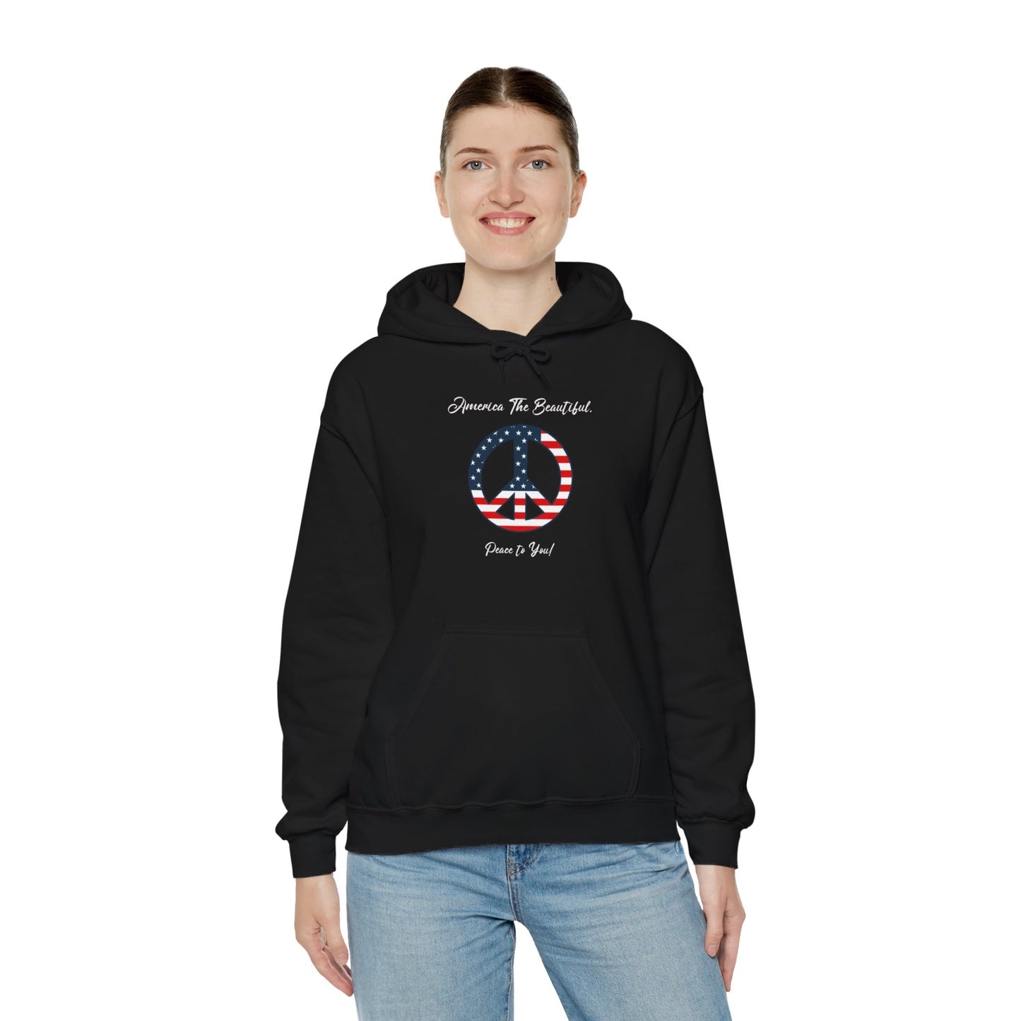 'America The Beautiful...Peace To You!' Unisex Heavy Blend™ Hooded Sweatshirt.