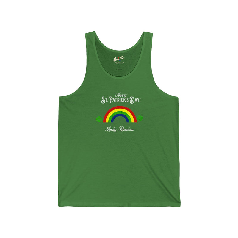 'Happy St. Patrick's Day! Lucky Rainbow' Unisex Jersey Tank.