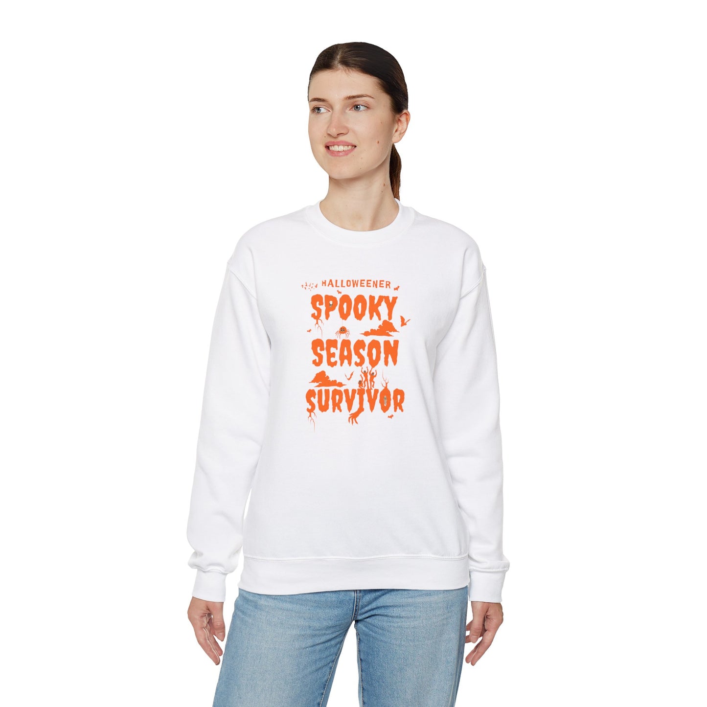 'Spooky Season Survivor' Unisex Heavy Blend™ Crewneck Sweatshirt.