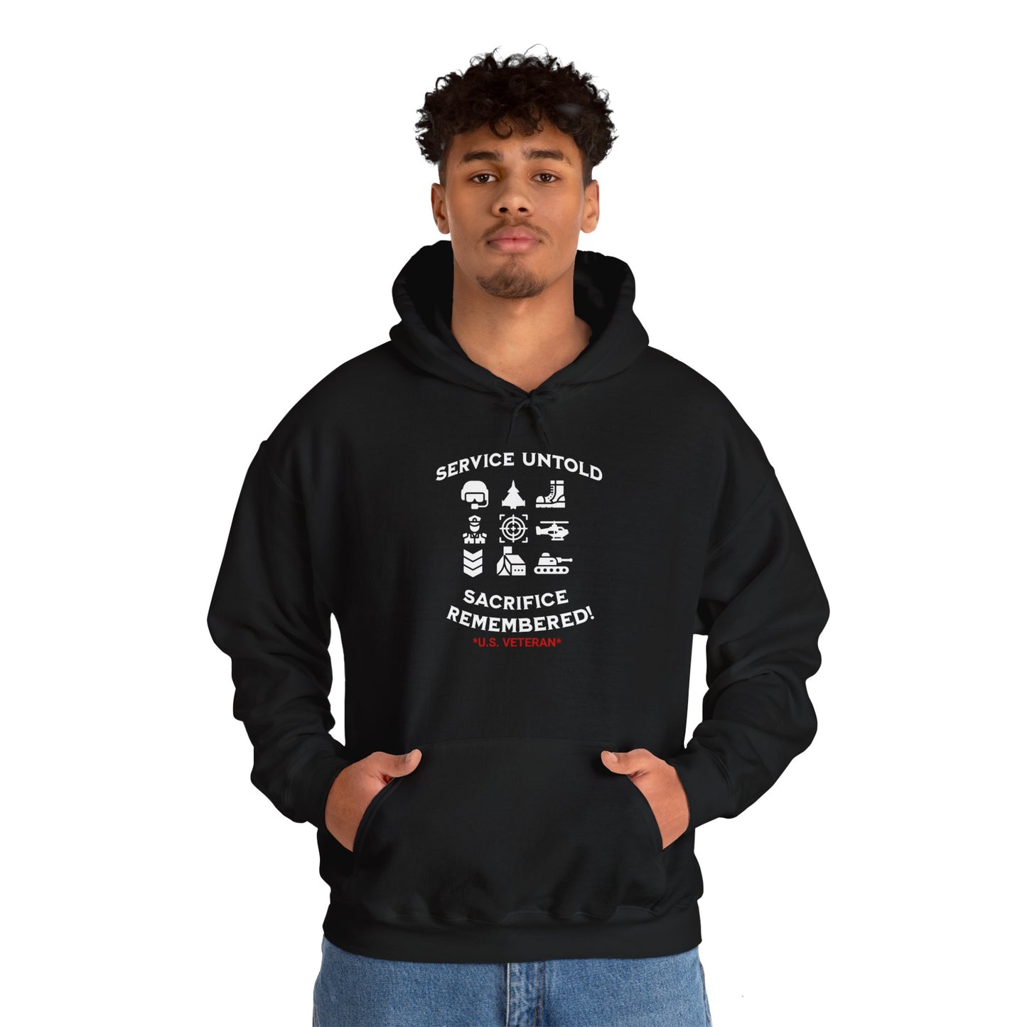 'Service Untold, Sacrificed Remembered -U.S. Veteran-.'Unisex Heavy Blend™ Hooded Sweatshirt.