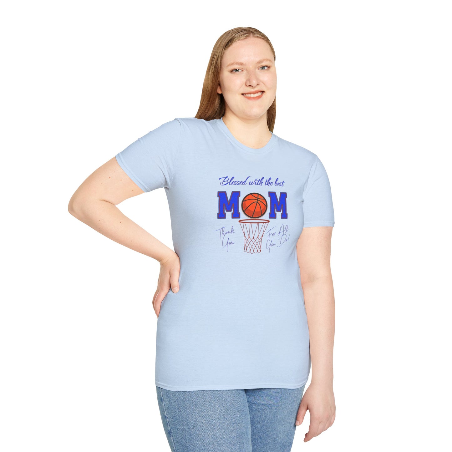 'Blessed with The Best Mom, Thank You For All You Do! Unisex Softstyle T-Shirt.