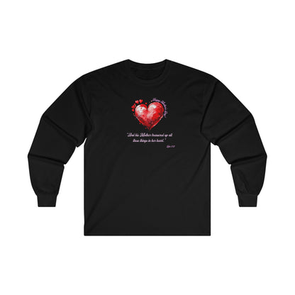 'Happy Mother's Day! "And His Mother Treasured Up All These Things in Her Heart"  Luke 2:51' Unisex Ultra Cotton Long Sleeve Tee.