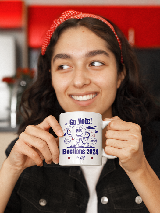 'Go Vote! Elections 2024 *USA*' White Ceramic Mug 11oz.