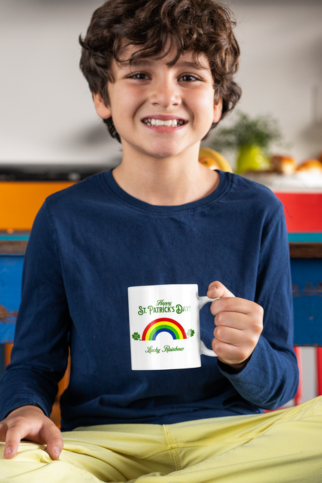'Happy St. Patrick's Day...Lucky Rainbow' White Ceramic Mug 11oz.