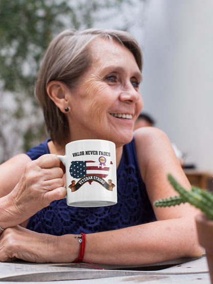 'Valor Never Fades...Veteran Strong' White Ceramic Mug 11oz