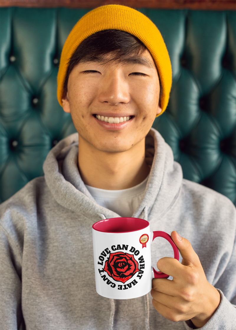 'Love can do what hate can't' Accent Coffee Mug, 11oz