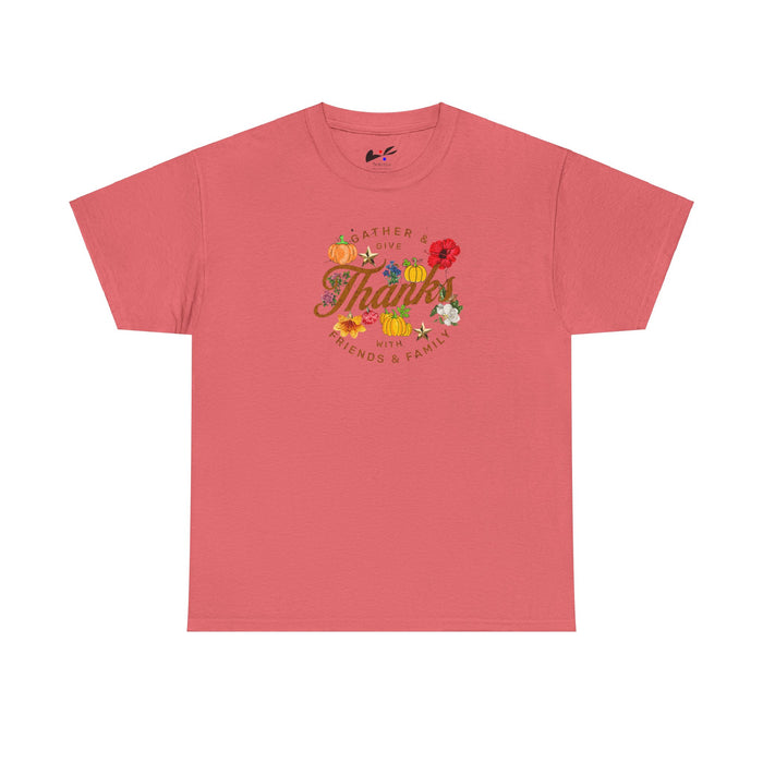 'Gather & Give Thanks with Friends & Family' Unisex Heavy Cotton Tee.