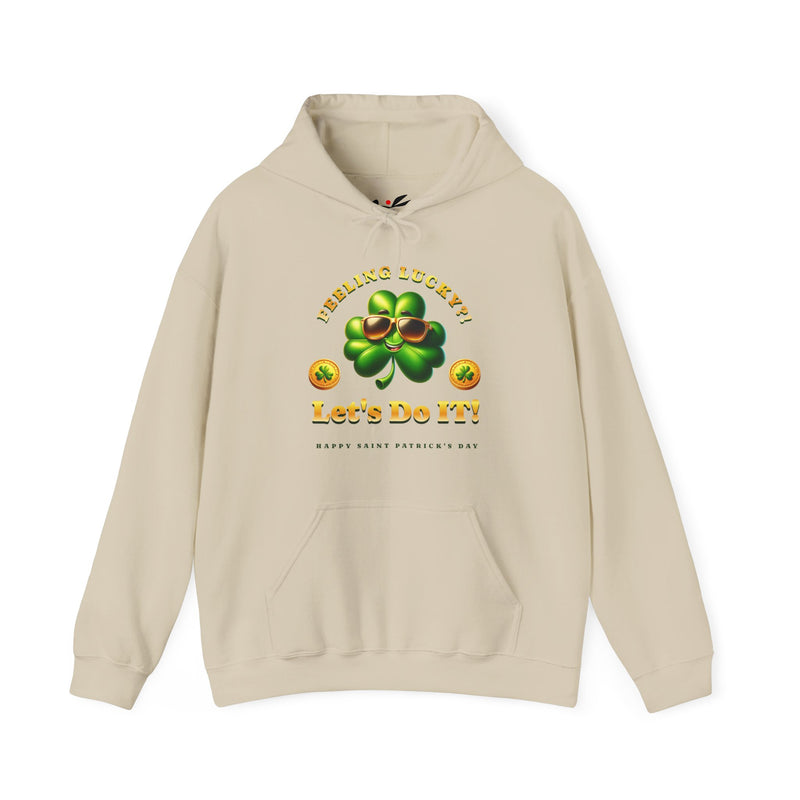 'Feeling Lucky?! Let's Do It! Happy Saint Patrick's Day' Unisex Heavy Blend™ Hooded Sweatshirt.