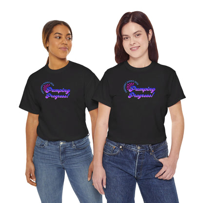 'President Harris 2024. Pumping Progress!.' Unisex Heavy Cotton Tee.