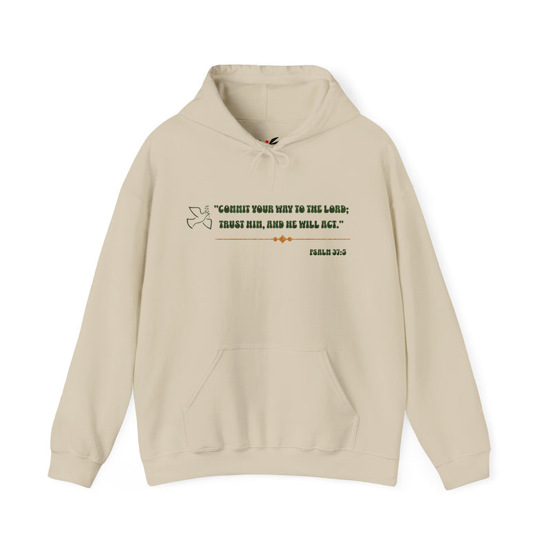 "Commit your way to the Lord; trust him and He will act"  Psalm 37:5 Unisex Heavy Blend™ Hooded Sweatshirt.