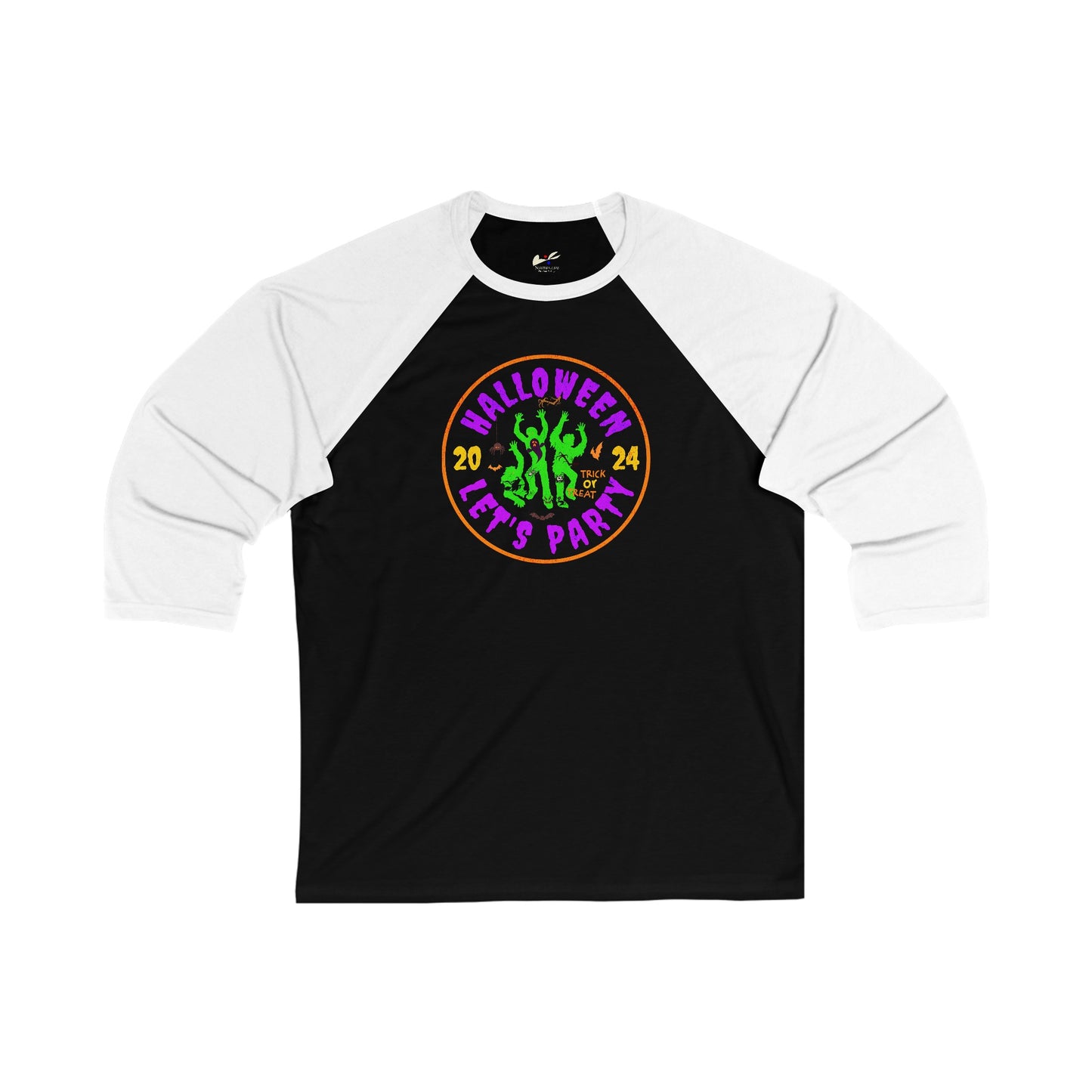 'Halloween 2024-Let's Party' Unisex 3\4 Sleeve Baseball Tee.