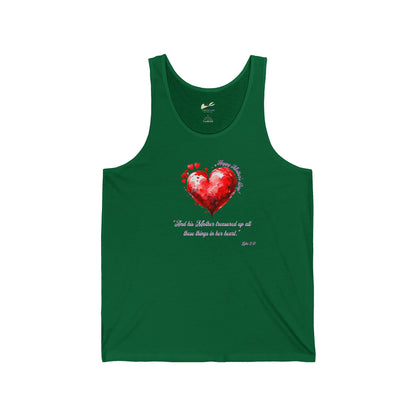 'Happy Mother's Day! "And His Mother Treasured Up All These Things In Her Heart"  Luke 2:51' Unisex Jersey Tank.