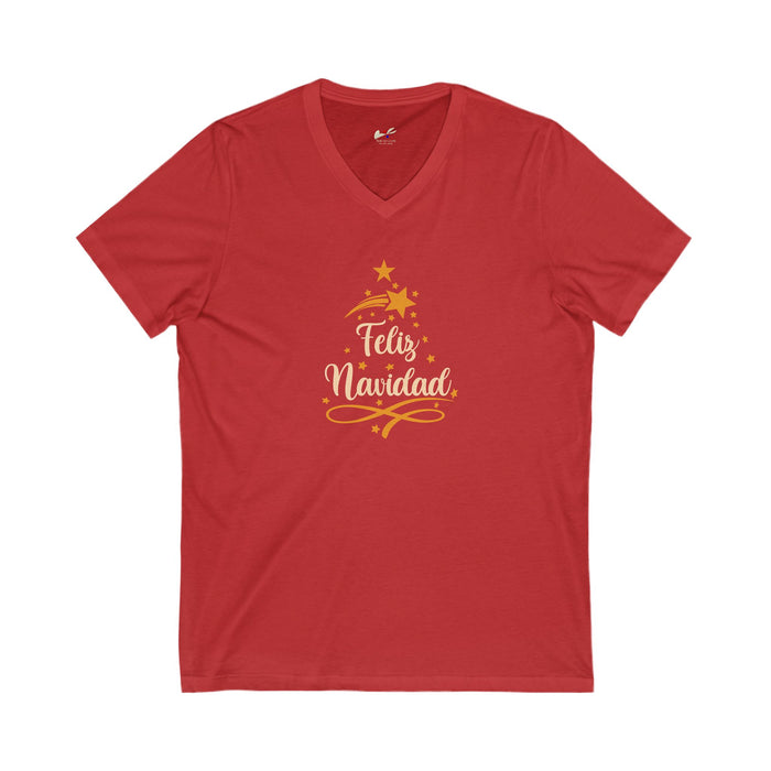 'Feliz Navidad' Unisex Jersey Short Sleeve V-Neck Tee.