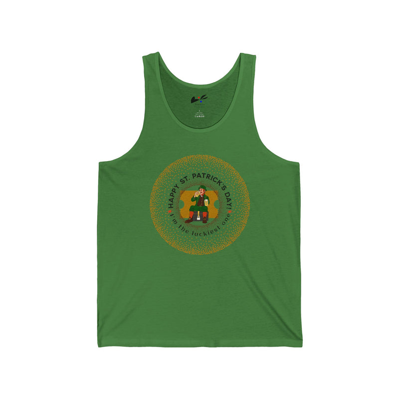 'Happy St. Patrick Day! I'm The Luckiest One!' Unisex Jersey Tank.