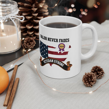 'Valor Never Fades...Veteran Strong' White Ceramic Mug 11oz