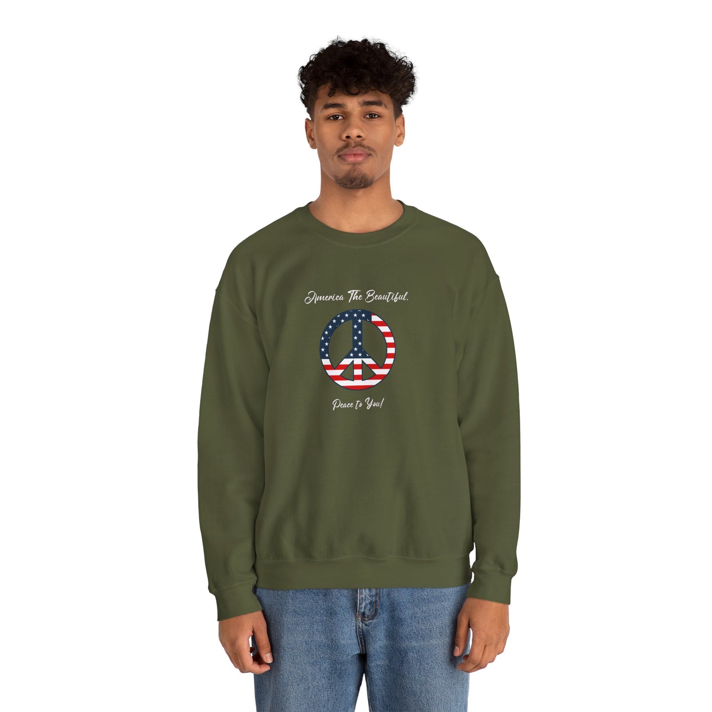 'America The Beautiful...Peace To You!' Unisex Heavy Blend™ Crewneck Sweatshirt.