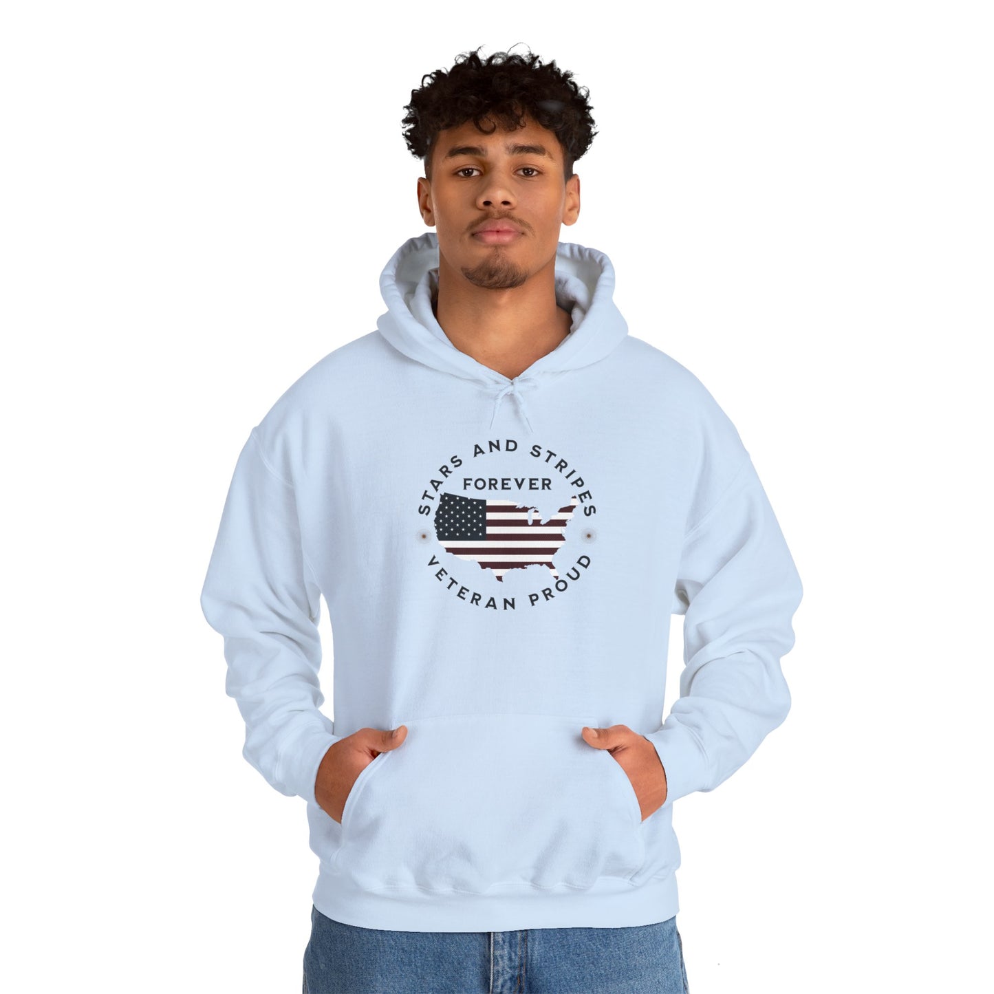 'Stars and Stripes Forever  -Veteran Proud-'  Unisex Heavy Blend™ Hooded Sweatshirt.