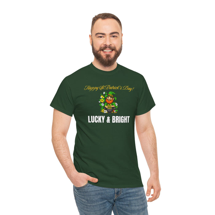 'Happy St. Patrick's Day! Lucky & Bright' Unisex Heavy Cotton Tee.