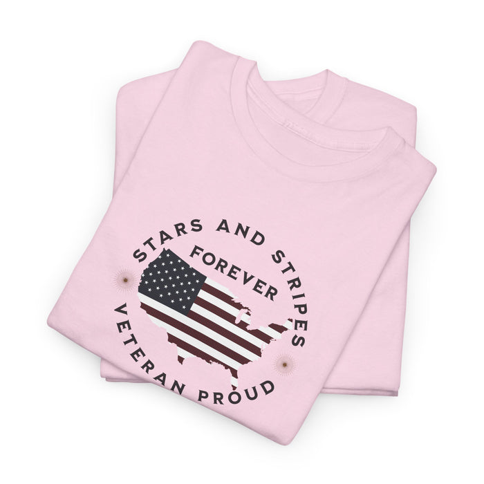 ' Stars and Stripes Forever -Veteran Proud-'. Unisex Heavy Cotton Tee.
