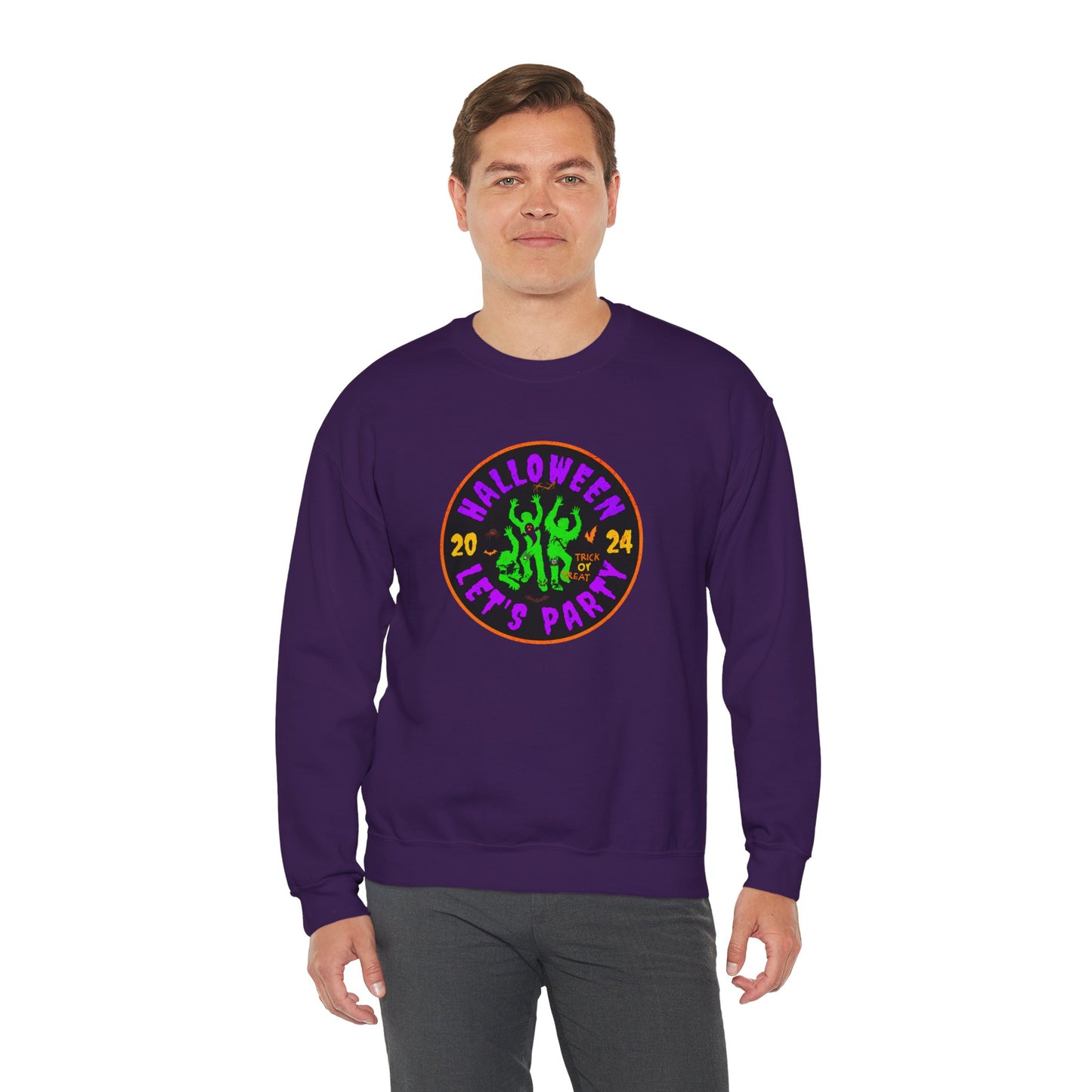 'Halloween 2024-Let's Party' Unisex Heavy Blend™ Crewneck Sweatshirt.