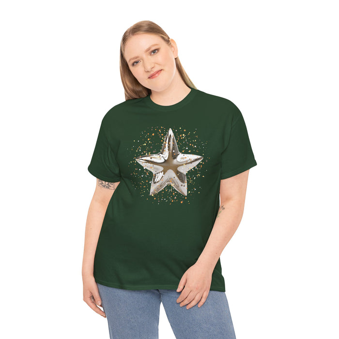 Christmas Star image Unisex Heavy Cotton Tee.
