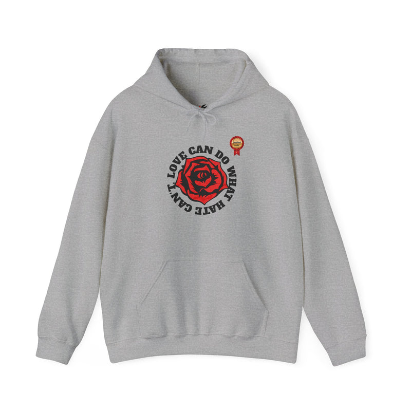 'Love Can Do What Hate Can't' Heavy Blend™ Hooded Sweatshirt.