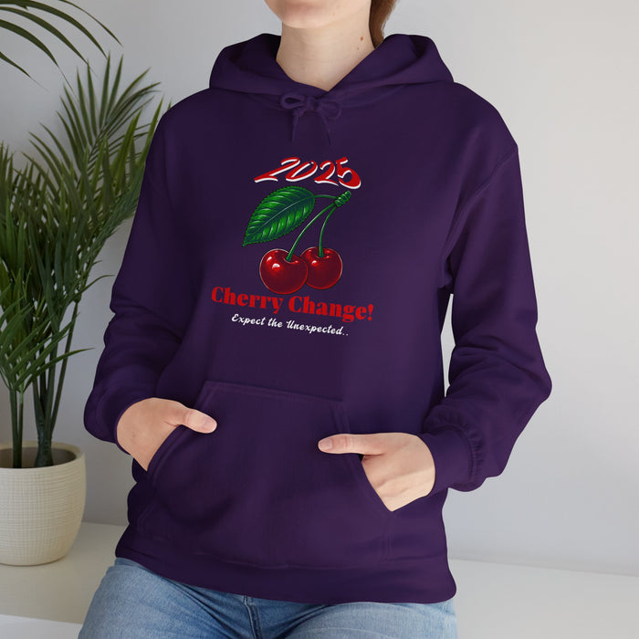 '2025 Cherry Change? Expect The Unexpected...' Unisex Heavy Blend™ Hooded Sweatshirt.