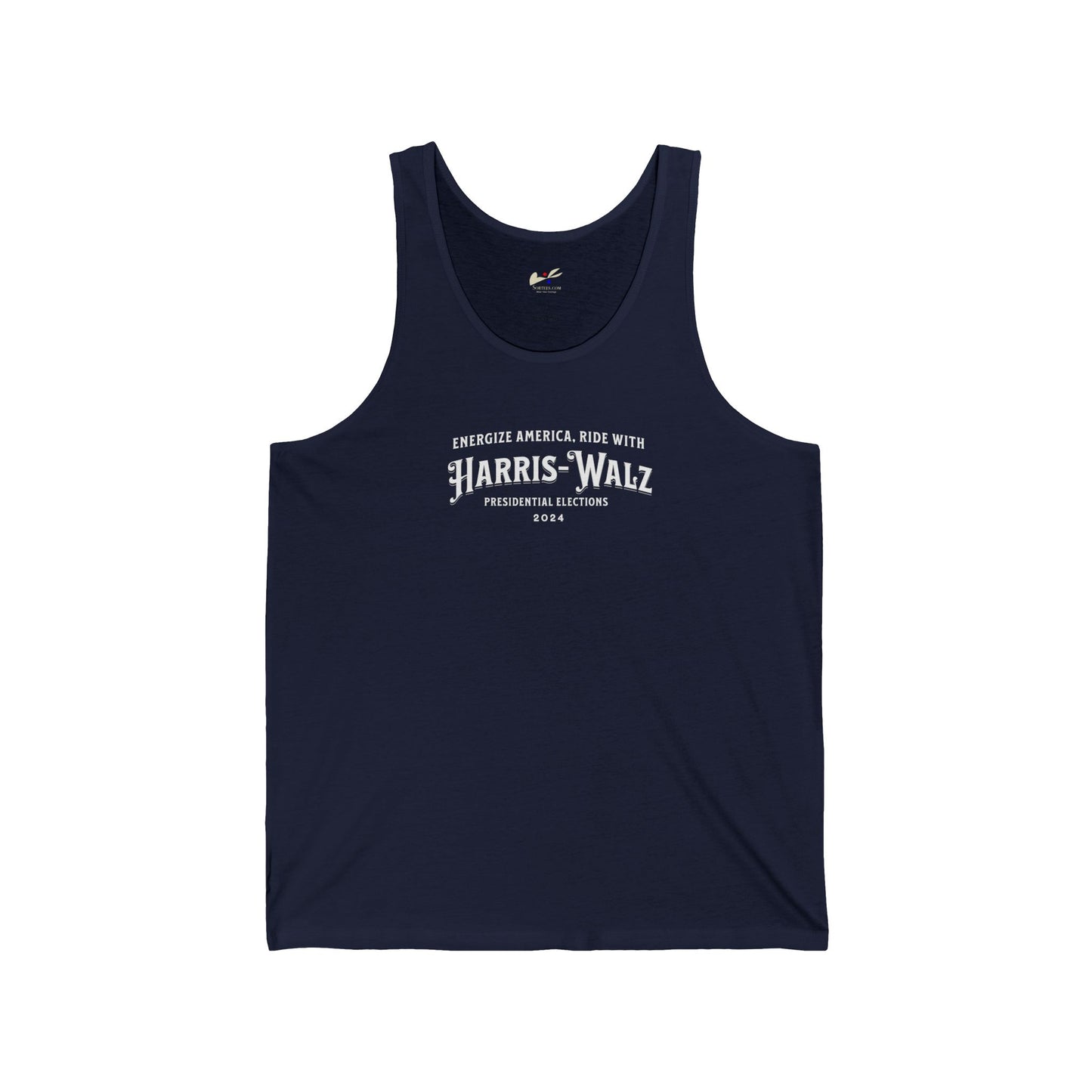 'Energize America, Ride With Harris-Walz! Presidential Elections 2024.' Unisex Jersey Tank