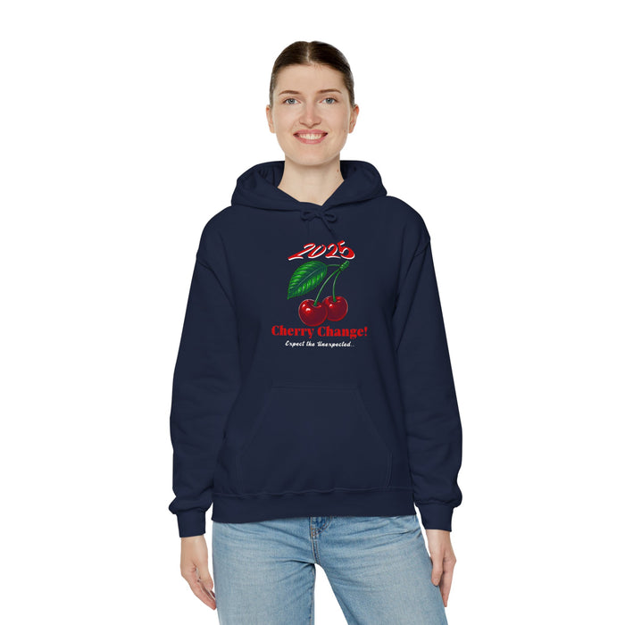 '2025 Cherry Change? Expect The Unexpected...' Unisex Heavy Blend™ Hooded Sweatshirt.