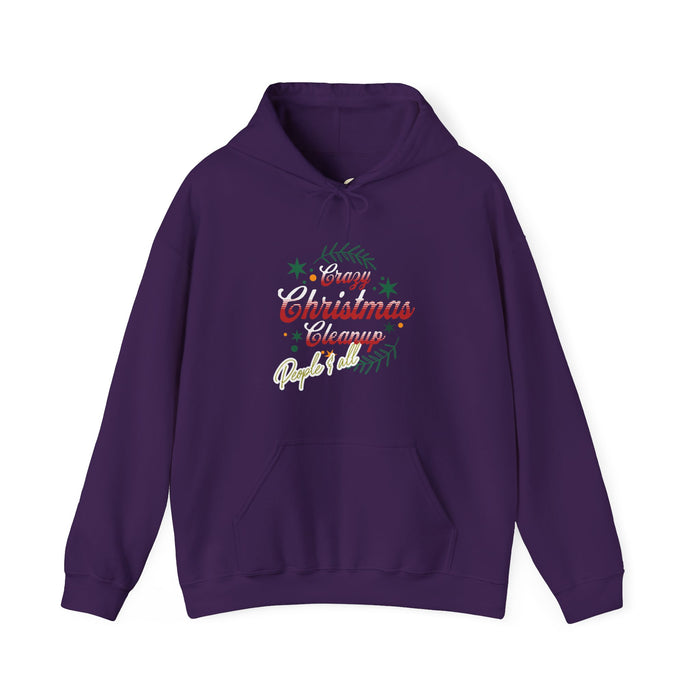'Crazy Christmas Cleanup-People & All' Unisex Heavy Blend™ Hooded Sweatshirt.