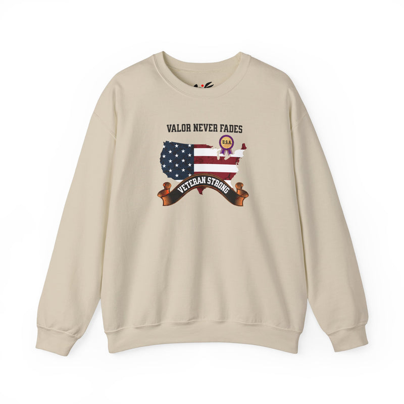 'Valor Never Fades, Veteran Strong' Unisex Heavy Blend™ Crewneck Sweatshirt.