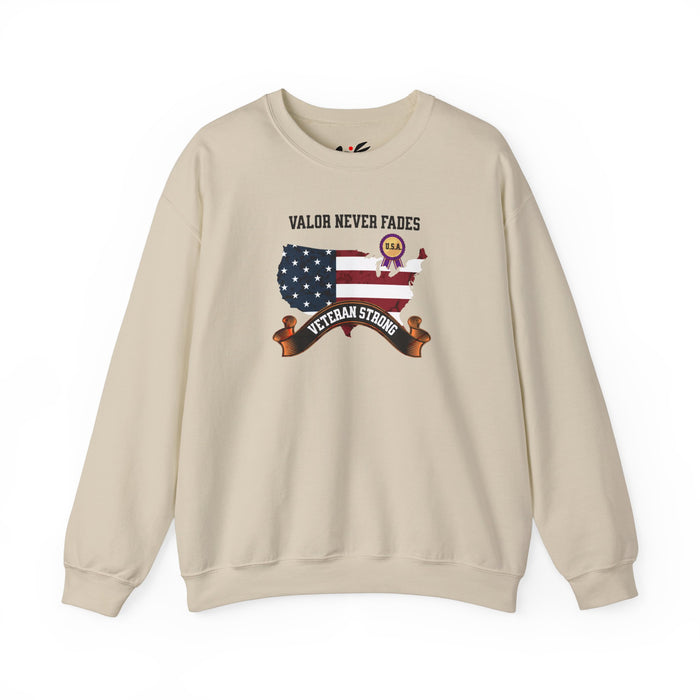 'Valor Never Fades, Veteran Strong' Unisex Heavy Blend™ Crewneck Sweatshirt.